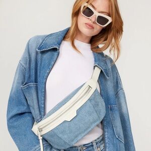 RAG and BONE Stylish Denim and White Fanny  pack